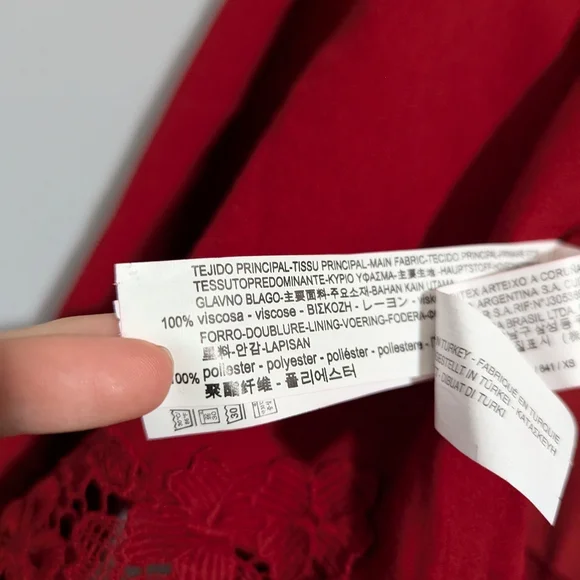 Zara Woman Red Lace Long Sleeve Romper Women's XS Romantic Holiday - Picture 11 of 11